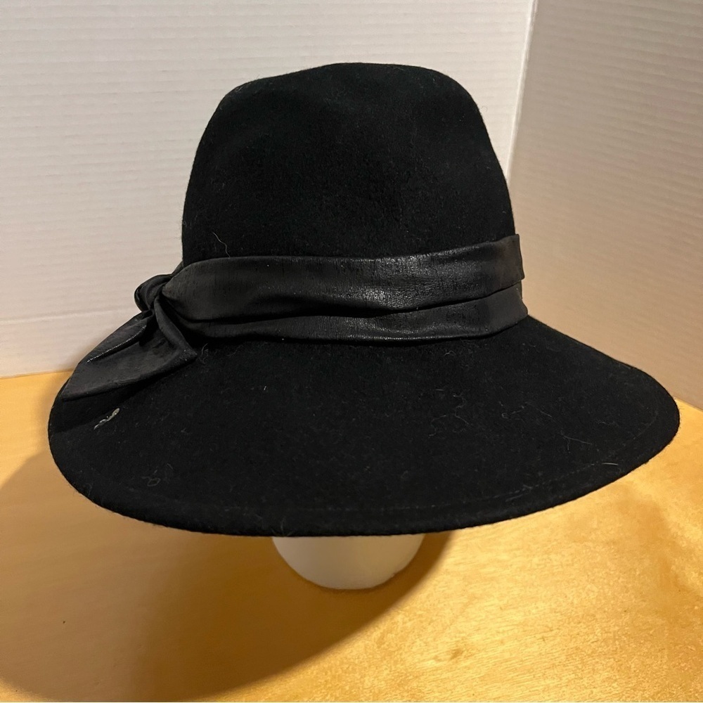 Sonni San Francisco Vintage Bow Hat Women’s black Wool Derby - Picture 3 of 10